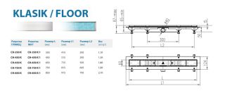 Душевой лоток Alpen Klasic/Floor CH-450K глянец с решеткой и опорами